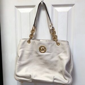 Michael Kors Cream Leather Shoulder Bag